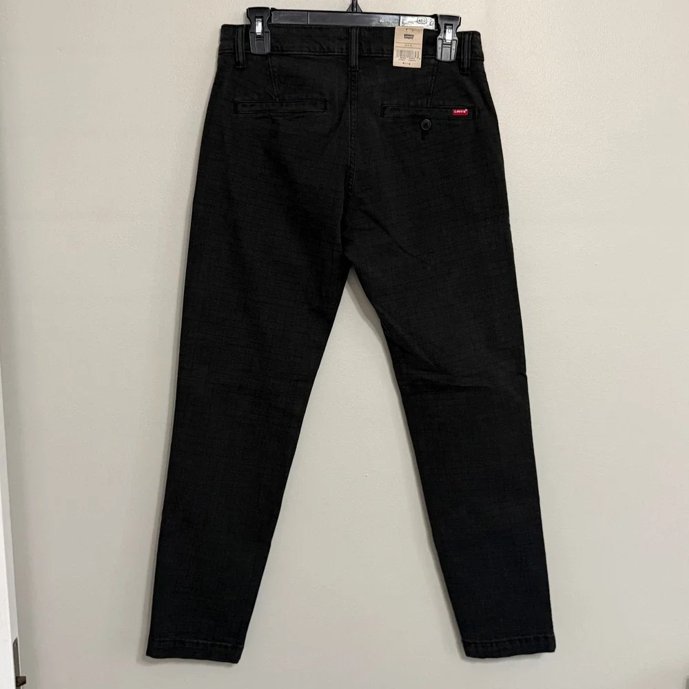 NEW Levi's Mens 28x30 XX Chino Standard Taper Stretch Gray Plaid Pants